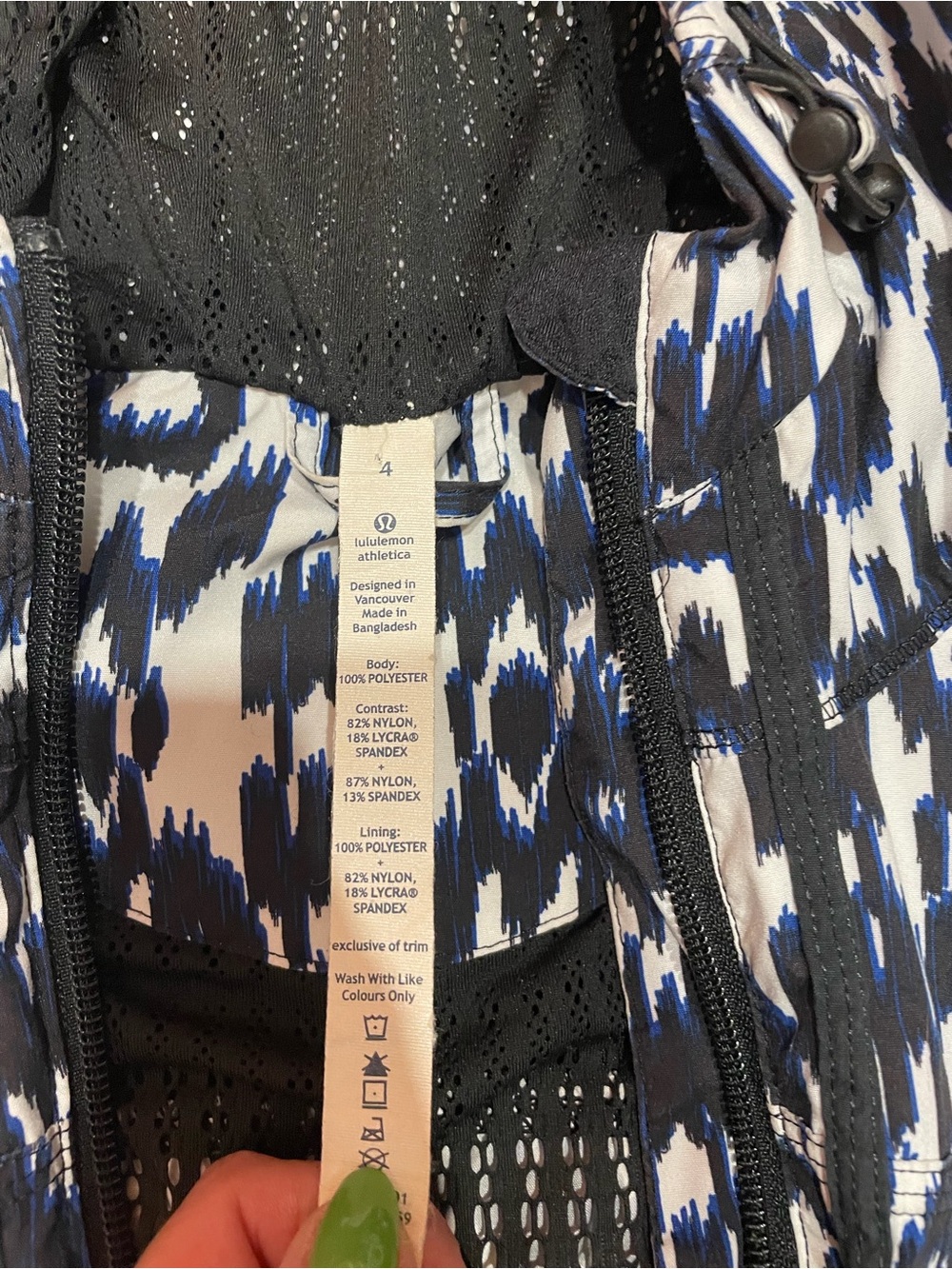 lululemon athletica Navy & White Printed Hooded jacket - Picture 3 of 4